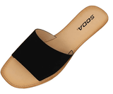 Soda Airway Women's Slip on Casual Flat Slide Black Sandals