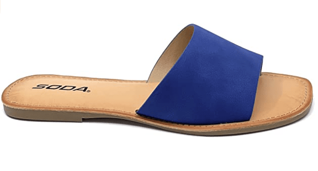 Soda Airway Women's Slip on Casual Flat Slide Cobalt Sandals