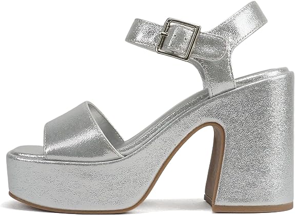 Soda Launch Open Square Toe Chunky High Heeled Sandal