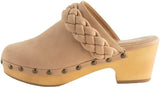 SODA Morel Womens Wood Clogs Braided Nude