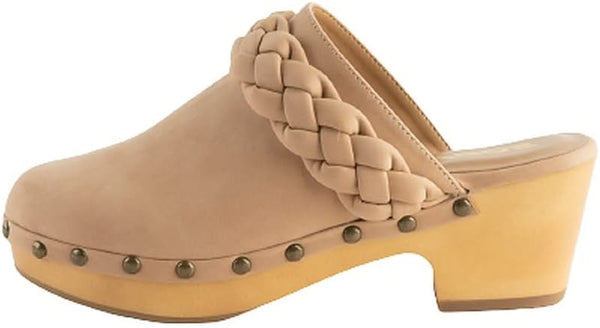 SODA Morel Womens Wood Clogs Braided Nude