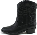 Soda RENO-2 Kids/Girls/Children Western Cowboy Pointed Toe Low Heel Ankle Boots