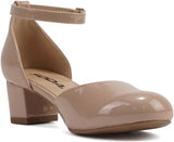 Kids/Children/Girls Ankle Strap Low Block Heel Pump Shoe Roby-2 Soda