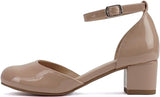 Kids/Children/Girls Ankle Strap Low Block Heel Pump Shoe Roby-2 Soda