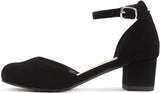 Kids/Children/Girls Ankle Strap Low Block Heel Pump Shoe Roby-2 Soda