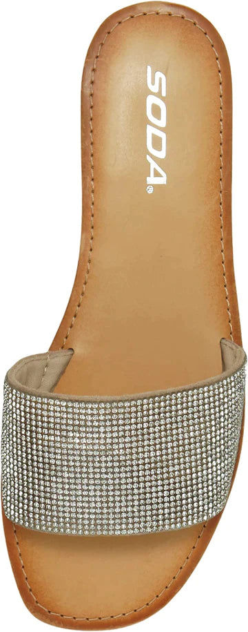 Women Casual Rhinestones Crystal Jewel Comfort Flip Flop Fashion Slide Flat Sandals Justice by Soda