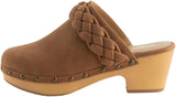 SODA Morel Womens Wood Clogs Braided Cognac