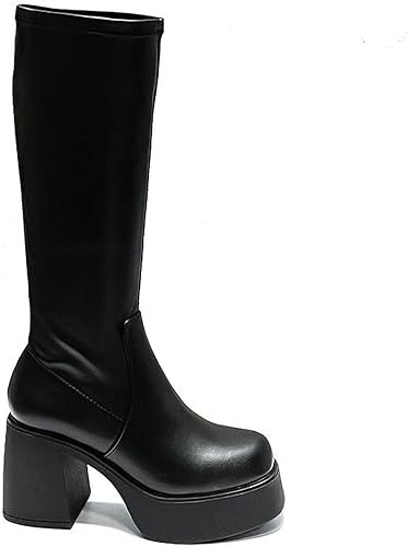 Soda Sonia Women Knee High Chunky Block Heel Platform Boots