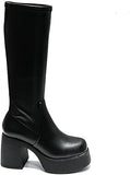 Soda Sonia Women Knee High Chunky Block Heel Platform Boots