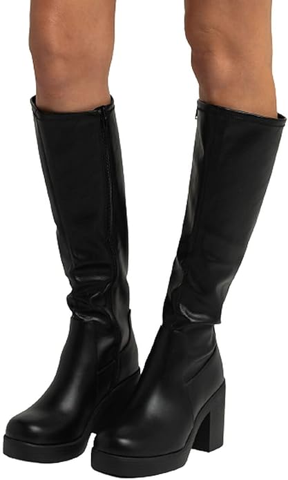 Soda Sonia Women Knee High Chunky Block Heel Platform Boots